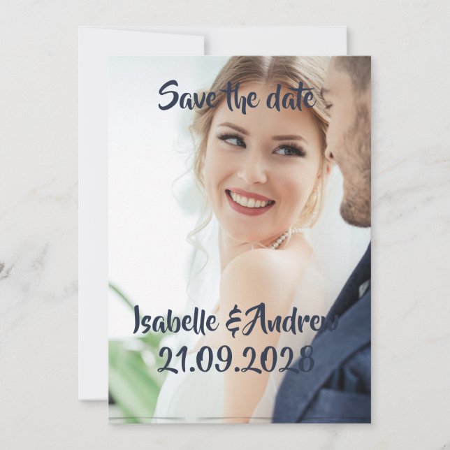 Cartão de data de casamento personalizado com foto (Frente)