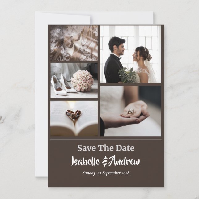 Cartão de data de casamento personalizado com foto (Frente)