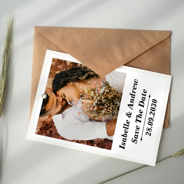 Cartão de data de casamento personalizado com foto (Criador carregado)
