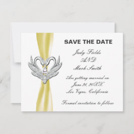 Cartão de Data de Salvamento de Cisnes Prateados c