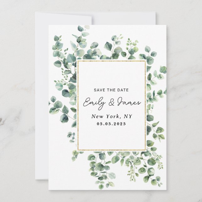 Cartão de Data de Salvamento Plano (Frente)