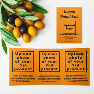 Cartão de datilografo cor laranja do Hanukkah come