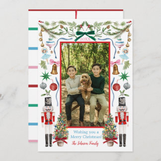 Cartão de Decoração de Natal Colorido com Aquarela