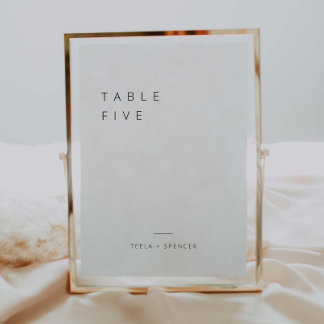 Cartão de decoração minimalista com número de tabe