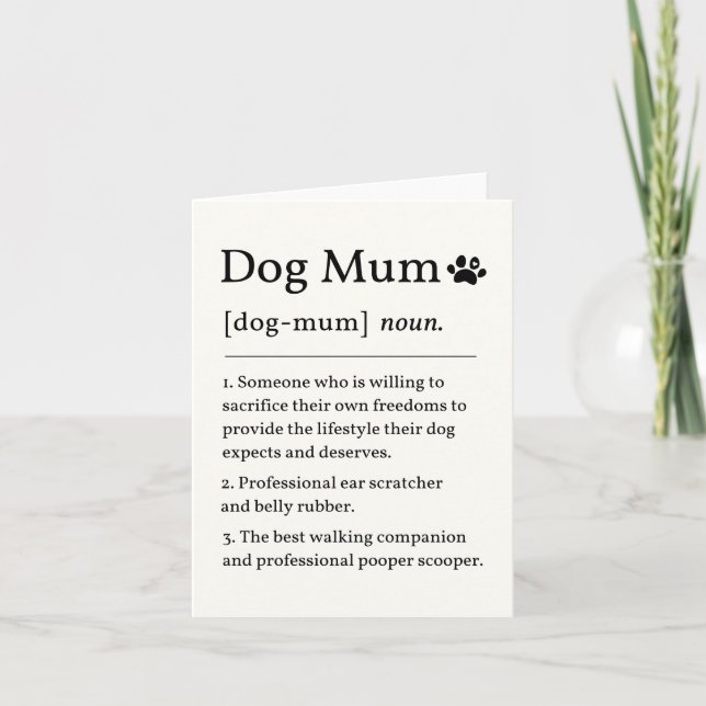 Cartão de Definição de Mãe de Cachorro (Frente)