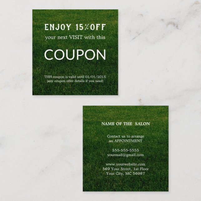 Cartão De Desconto Abastecimento de salões de relva de prata de luxo (Frente/Verso)