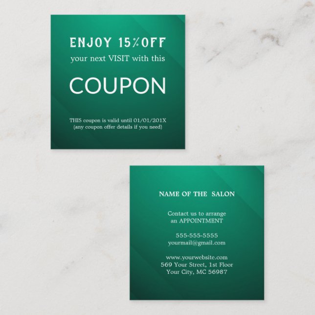 Cartão De Desconto Abastecimento de salões de relva de prata de luxo (Frente/Verso)