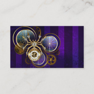 Cartão De Desconto Aranha Steampunk no fundo roxo