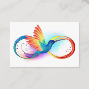 Cartão De Desconto Arco-íris Hummingbird com símbolo Infinito