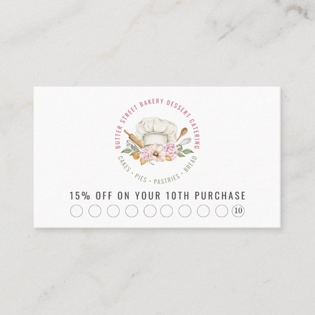 Cartão De Desconto Baker Pastelaria Utensílios Aquecedores (Frente)