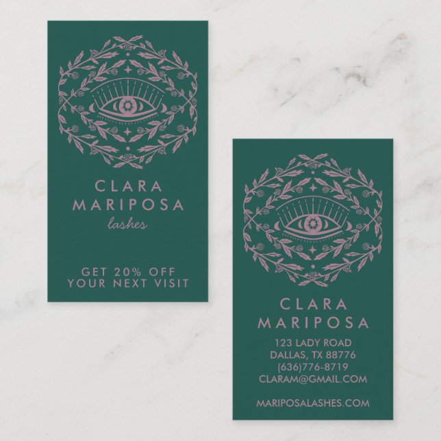 Cartão De Desconto Beleza do Boho Vinha Rosa visual mística (Frente/Verso)