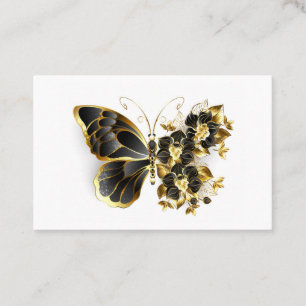 Cartão De Desconto Borboleta Flor Dourada com Orquídea Preta