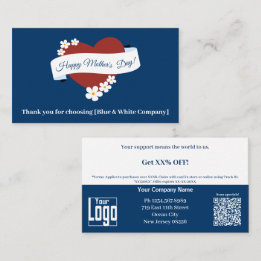 Cartão De Desconto Business Obrigado Red Heart Happy Dia de as mães