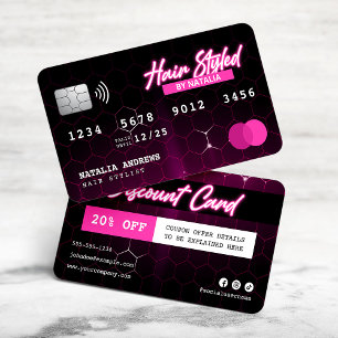 Cartão De Desconto Cabelereiro Profissional Preto e Rosa