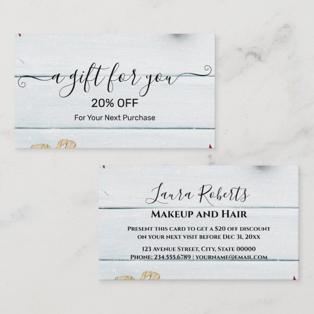 Cartão De Desconto Christmas Discount Card – Festive Holiday Savings (Frente/Verso)