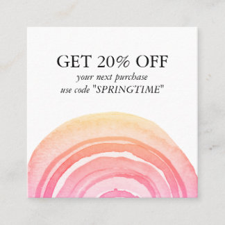 Cartão De Desconto Círculos de Aquarela Abstrato cor-de-rosa Minimali