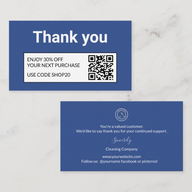 Cartão De Desconto Cleaning Company | Custom Logo Cleaning Service (Frente/Verso)