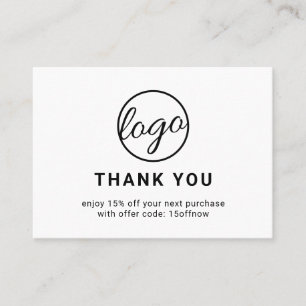 Cartão De Desconto Código QR de logotipo personalizado preto simples 