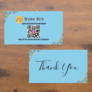 Cartão De Desconto Código QR do Instagram da Wildflower de Agradecime