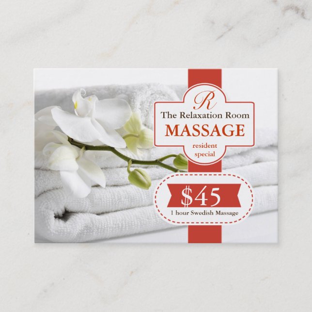 Cartão De Desconto Comprovante da terapia da massagem (Frente)