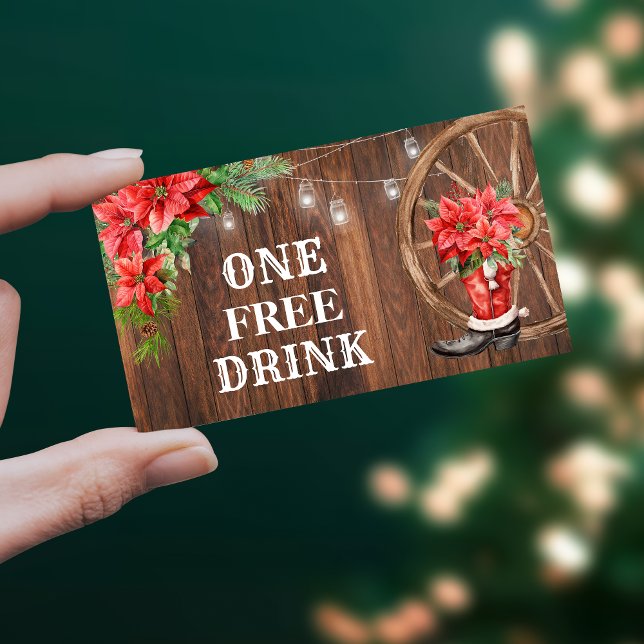 Cartão De Desconto Country Christmas Free Drink Party Card Ticket (Criador carregado)