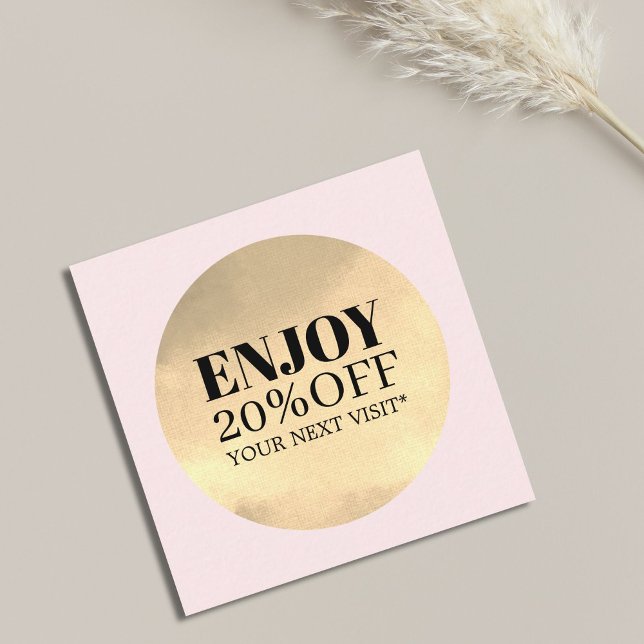 Cartão De Desconto Coupon Salon de Rosa de Faux Elegante (Criador carregado)