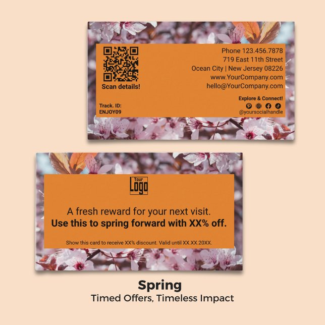 Cartão De Desconto Crie lealdade Marca Obrigado! Primavera sazonal (Build Brand Loyalty Thank You! Seasonal Spring Discount Card)