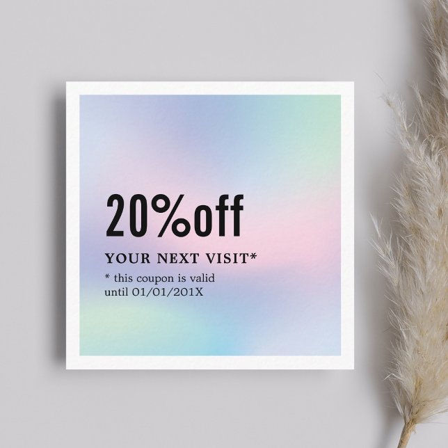 Cartão De Desconto Cupão de Beleza Branca do Pastel Elegante Moderno (Criador carregado)