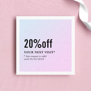 Cartão De Desconto Cupão de Beleza do Pastel Branco Moderno Elegante