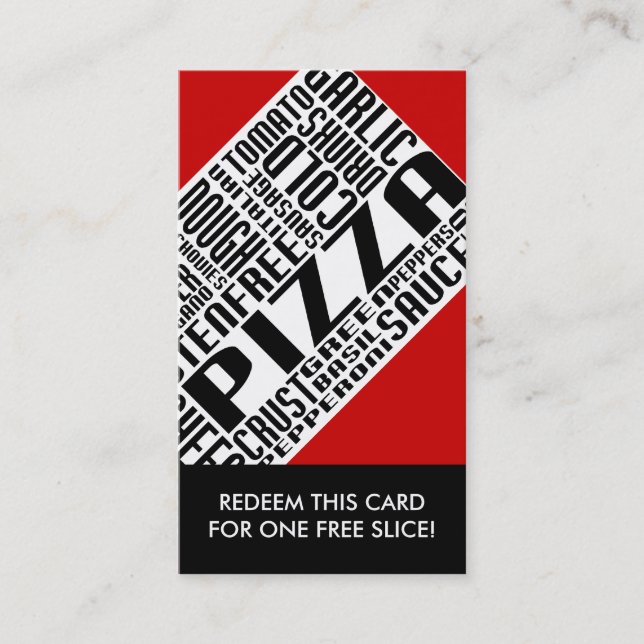 Cartão De Desconto cupão de pizza fina (wordWEBs) (Frente)