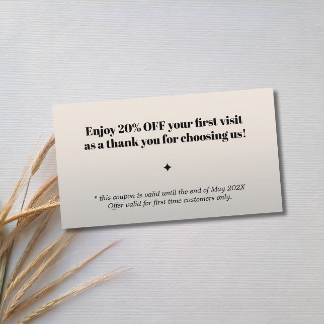 Cartão De Desconto Cupão de Salão Negro Mínimo Faux Silver (Criador carregado)