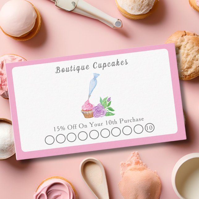 Cartão De Desconto Cupcake de aquarelas, restauração (Criador carregado)