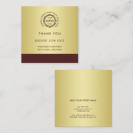 Cartão De Desconto Dark-red gold design,Logo or Photo in gold circle,