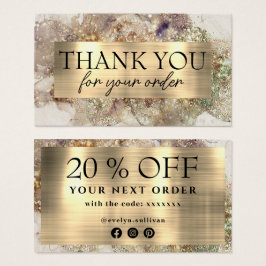 Cartão de desconto de coloração aquosa e folha de 