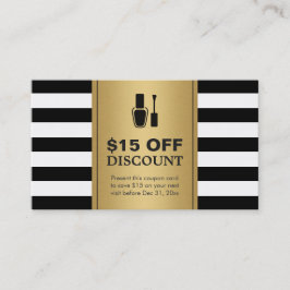 Cartão De Desconto Discount Coupon Nail Salon Dourada Silhout