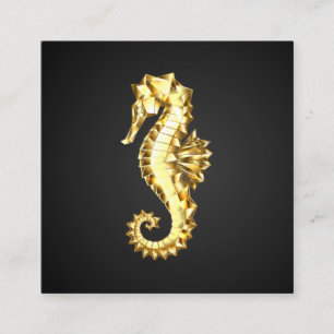 Cartão De Desconto Dourado Cavalo de Mar Poligonal