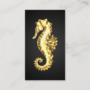 Cartão De Desconto Dourado Cavalo de Mar Poligonal