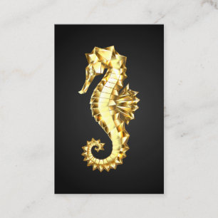 Cartão De Desconto Dourado Cavalo de Mar Poligonal