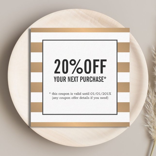 Cartão De Desconto Dourado Golpe Branco Moderno - Coupon Salão de Bel (Criador carregado)