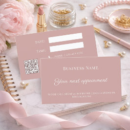 Cartão De Desconto Dusty pink QR customer client appointment card