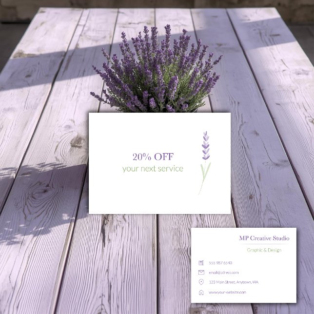 Cartão De Desconto Elegant Lavender Sprig Botanical Design (Criador carregado)