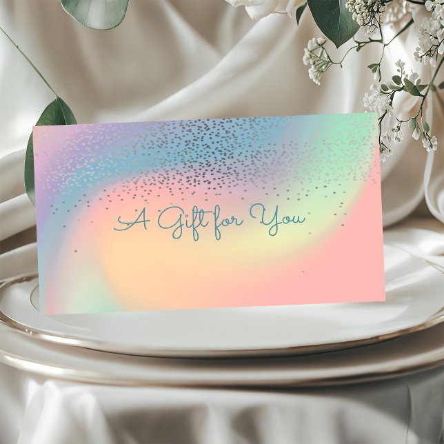 Cartão De Desconto Elegante Moderno Confetti Chic Holographic (Criador carregado)