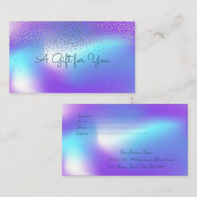 Cartão De Desconto Elegante Moderno Confetti Ombre Holographic (Frente/Verso)