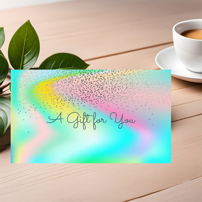Cartão De Desconto Elegante Moderno Confetti Rainbow Holographic (Criador carregado)