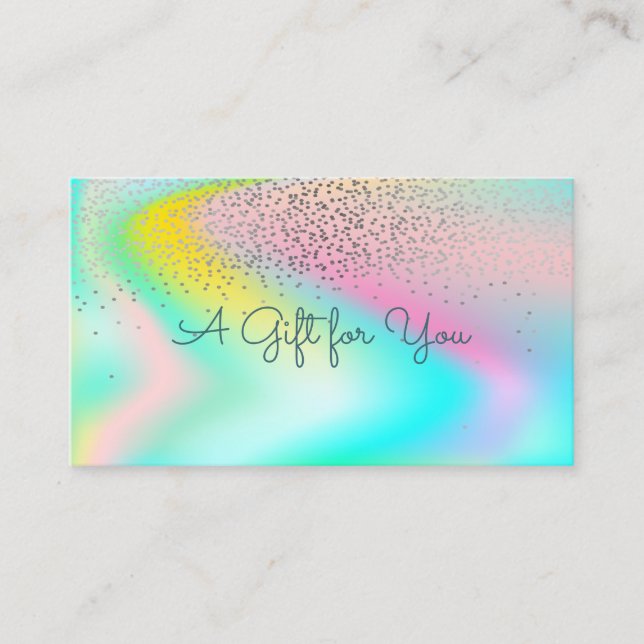 Cartão De Desconto Elegante Moderno Confetti Rainbow Holographic (Frente)