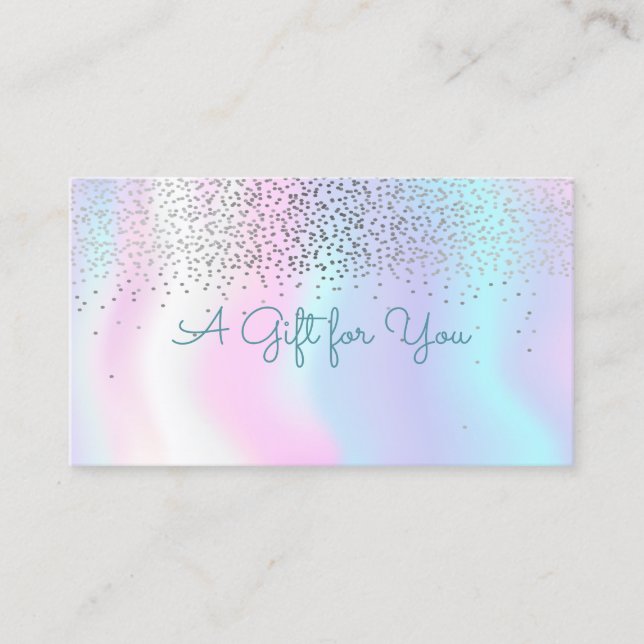 Cartão De Desconto Elegante Moderno Confetti Shiny Holographic (Frente)