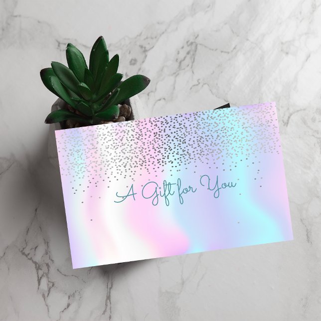 Cartão De Desconto Elegante Moderno Confetti Shiny Holographic (Criador carregado)