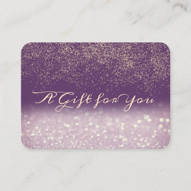 Cartão De Desconto Elegante Moderno Roxo Confetti, Glitter Bokeh (Frente)