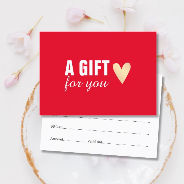 Cartão De Desconto Elegante Red Faux Dourado Beauty Salon (Criador carregado)