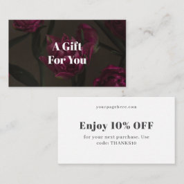 Cartão De Desconto Estética floral escura